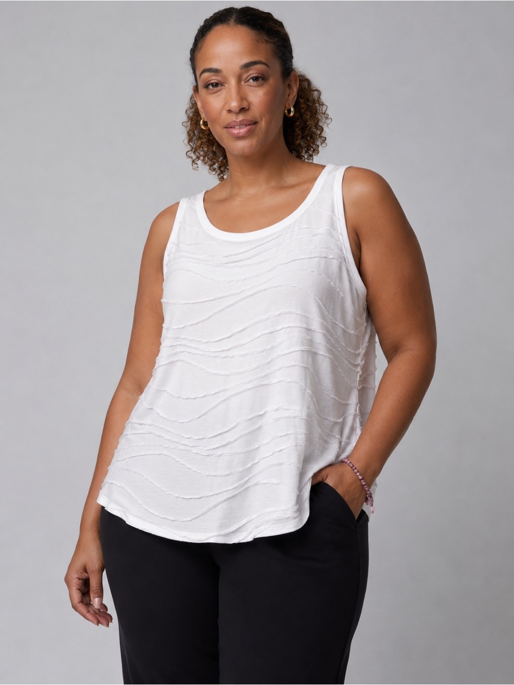 JOE FRESH | White Textured Sleeveless Tank